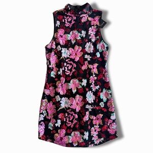 NWT Fate Show Stopper Sequin Floral Mini Dress - Black Size Small